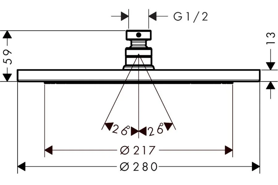Верхний душ Hansgrohe Croma матовый черный 26220670 (детальная фотография), верхние души
