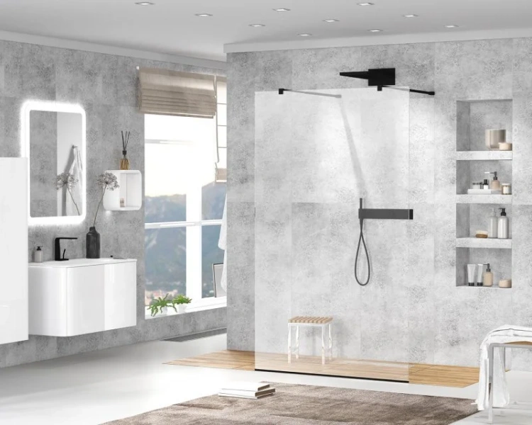 Душевая перегородка Cezares Liberta 140 см профиль черный LIBERTA-L-2-140-C-NERO (детальная фотография), черные