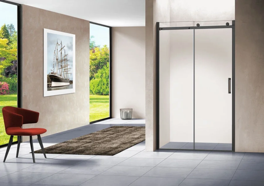 Душевая дверь в нишу Vincea Como 130 см профиль черный матовый VPS-1C130CLB (детальная фотография), 130 см