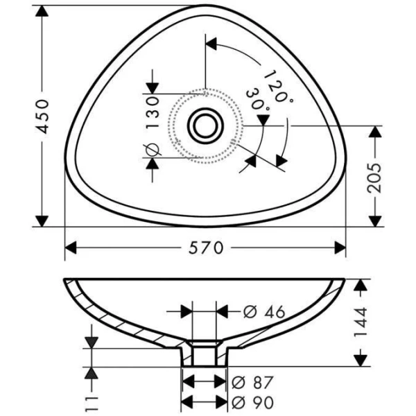 Раковина накладная Axor Massaud 42305000 (детальная фотография), современные, hi-tech