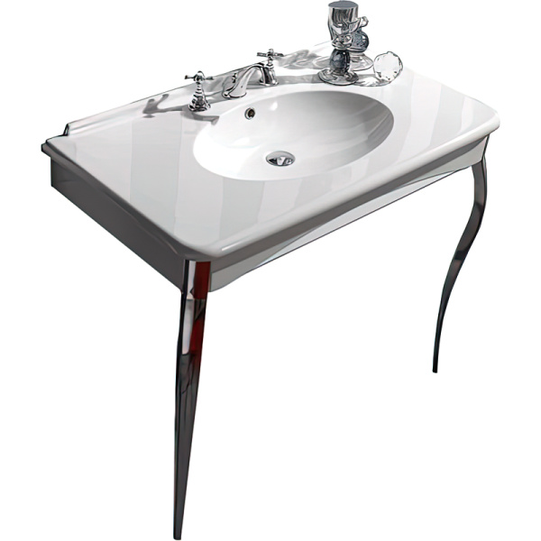 Раковина консоль Kerasan Retro белая 1049K0 bi*3 cr legs (детальная фотография)