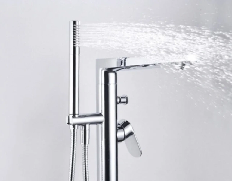 Смеситель для ванны WasserKRAFT Dinkel хром, напольный 5821 (детальная фотография), современные, hi-tech