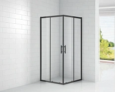 Душевой уголок Cezares Eco 100х100 см квадратный профиль черный