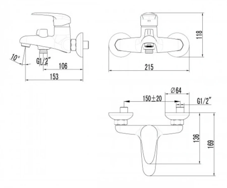Смеситель для ванны Lemark Pramen хром LM3314C (детальная фотография), для ванны