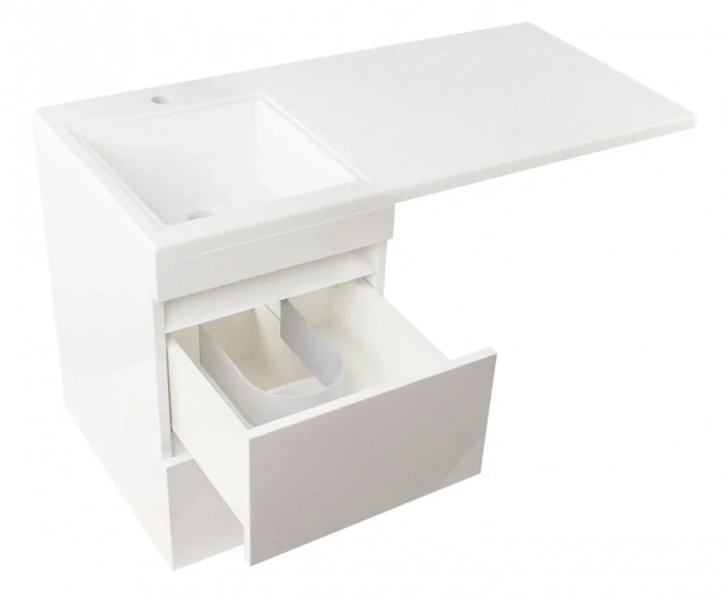 Тумба с раковиной подвесная Style Line Даллас СС-00002349 100 см с двумя ящиками (детальная фотография), белая