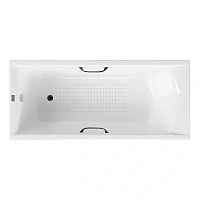 Чугунная ванна Vinsent Veron Devon VDV1807545H/VH0012BL-AS, 180 x 75 см, с антискользящим покрытием, ручки черные матовые, цвет белый