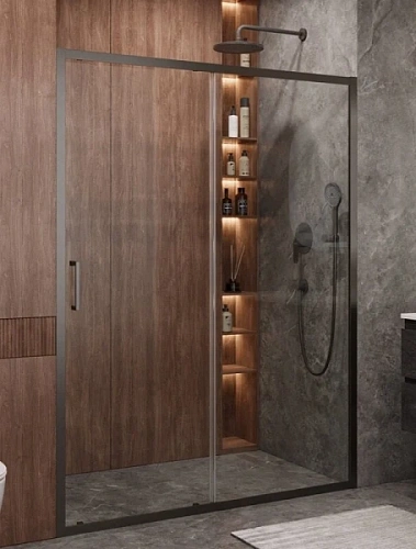 Душевая дверь в нишу Cezares Molveno 160 см стекло прозрачное профиль оружейная сталь - фото 3