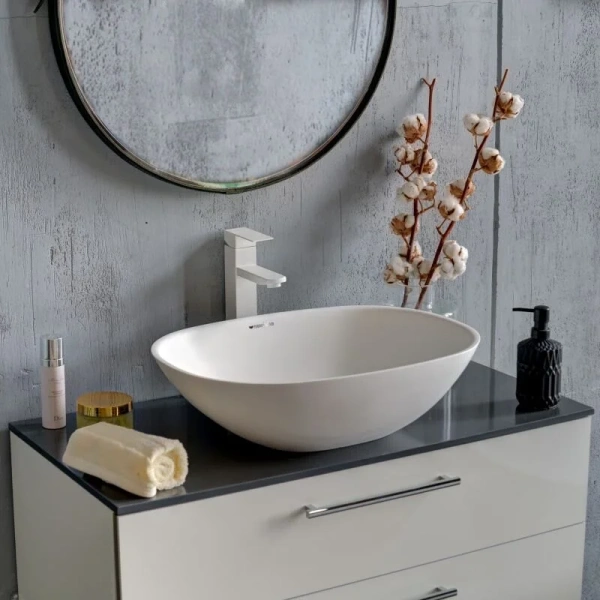 Раковина Montebianco Loreto Cinque 55 см белая матовая 12023 (детальная фотография), одинарные