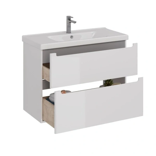 Тумба под раковину подвесная Lemark Buno 100 см белый глянец LM04B100T (детальная фотография), подвесная, пристенная