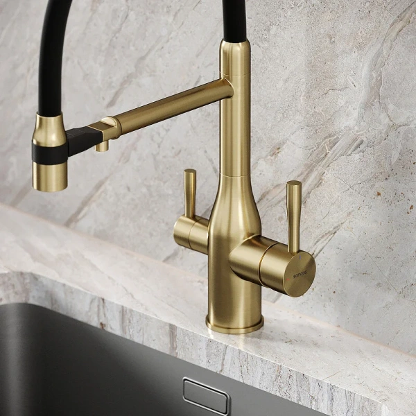 Смеситель для кухни Sancos Garda золото SC4009BG (детальная фотография), на мойку, на столешницу