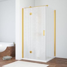 Душевой уголок профиль золотой стекло шиншилла Vegas-glass