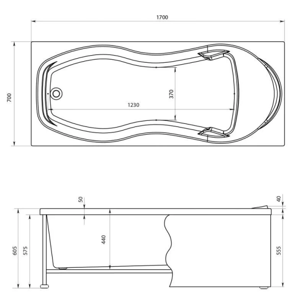 Ванна акриловая Aquanet Tessa New 170 x 70 см 00242924 (детальная фотография), акриловые