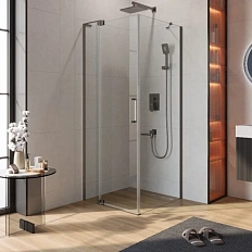 Душевой уголок Cezares Slider 80х80 см стекло прозрачное профиль оружейная сталь