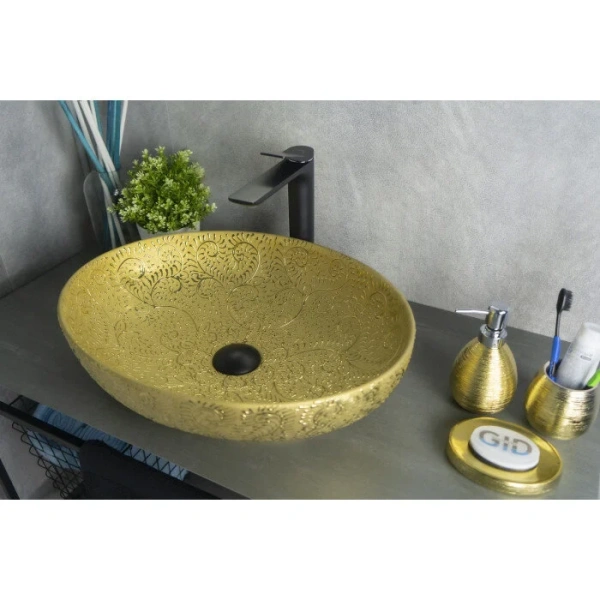 Раковина GID Lago Nc444 51 см золото 52233 (детальная фотография), керамические