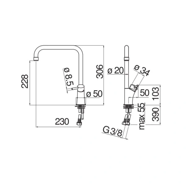 Смеситель для кухни Nobili Cuci хром CU92813CR (детальная фотография), для кухни