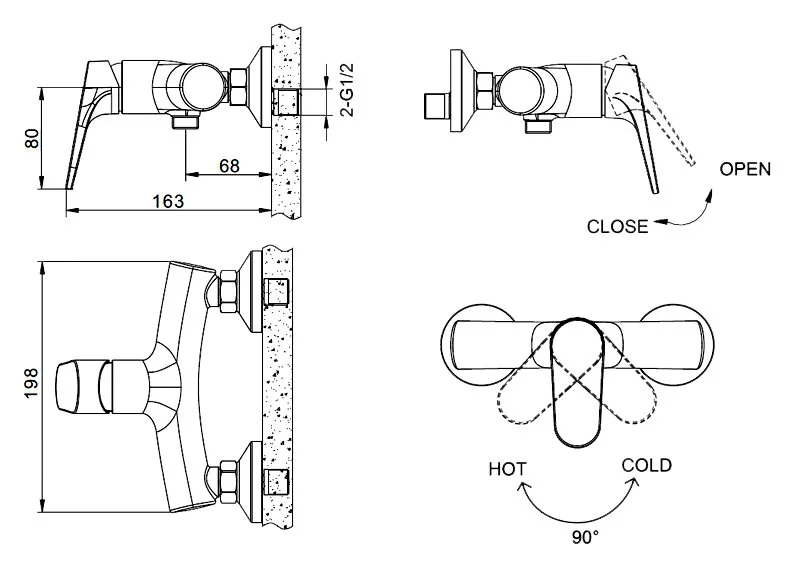 Смеситель для душа Bravat Eler F9191238CP-01-RUS (детальная фотография), для душа