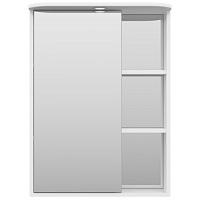 Зеркальный шкаф, зеркало слева, полочки справа, цвет белый, Misty Венера