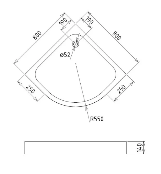 Душевой поддон Gemy 80x80 см белый ST06T (детальная фотография), низкие до 15 см