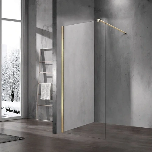 Душевая перегородка Vincea Walk In 90 см профиль матовый золотой, стекло прозрачное - фото 3