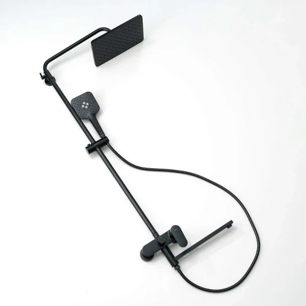 Душевая стойка Акватек Ника черный матовый AQ2840MB (детальная фотография), настенные