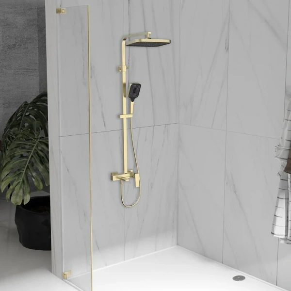 Душевая стойка Vincea Cube брашированное золото VSFS-4C12BG (детальная фотография), золото