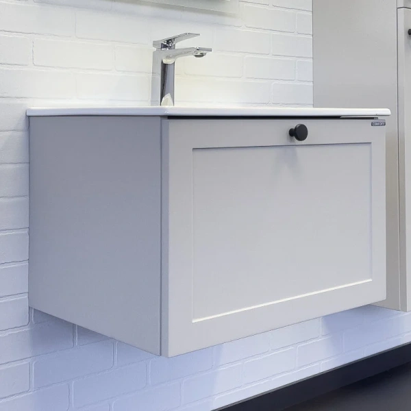 Тумба с раковиной подвесная Comforty Ереван 60 см серый шёлк 00-00017879CF (детальная фотография)