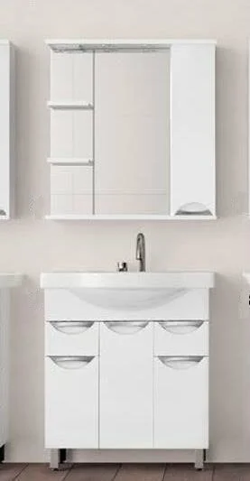 Тумба с раковиной напольная Style Line Жасмин ЛС-00000038 80 см с двумя ящиками (детальная фотография), моноблок