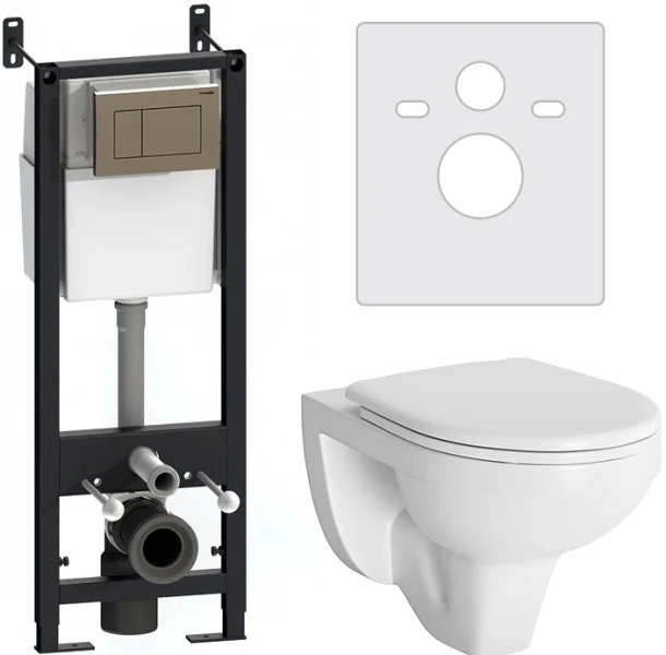 Унитаз с инсталляцией Damixa Jupiter с клавишей глянцевый хром DX77.IS10151.1738 (детальная фотография)