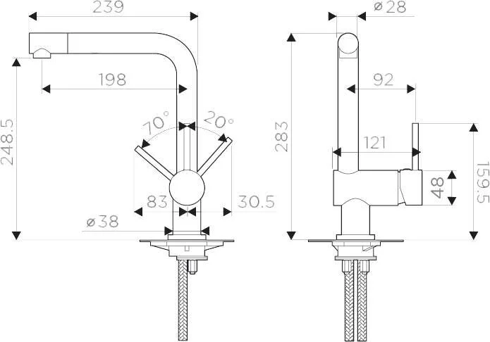 Смеситель для кухни Omoikiri Tanigawa 499424 без выдвижного излива (детальная фотография), для кухни