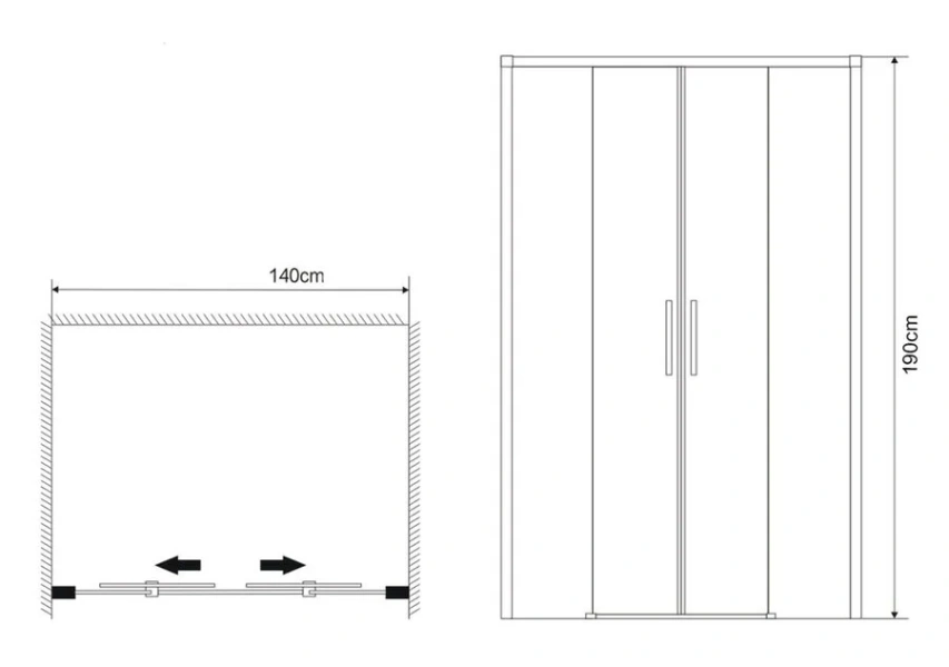 Душевая дверь в нишу Grossman Fly 140 см стекло прозрачное GR-D140Fl (детальная фотография), современные, hi-tech