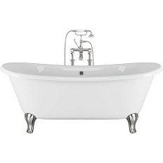 Ванна чугунная Devon & Devon Admiral 182х81 см два отверстия под смеситель, ножки алюминий полированный