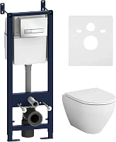 Унитаз с инсталляцией Am.Pm Spirit клавиша белый глянец