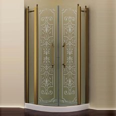 Душевой уголок, профиль бронза, прозрачное стекло, матовый узор, Romance Collection Malme