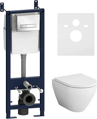 Унитаз с инсталляцией Am.Pm Spirit клавиша белый глянец - фото 1