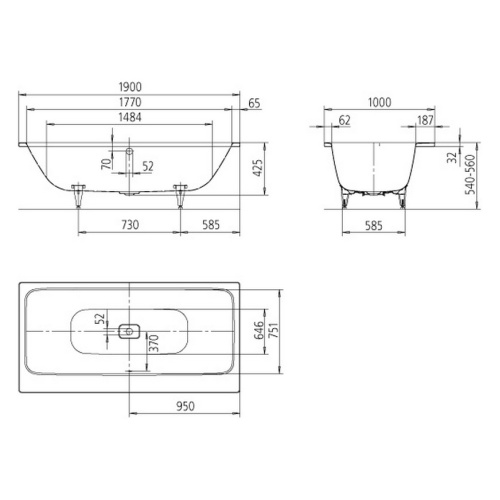 Ванна с противоскользящим покрытием antislip Kaldewei Avantgarde 274430000001 (детальная фотография) index_1