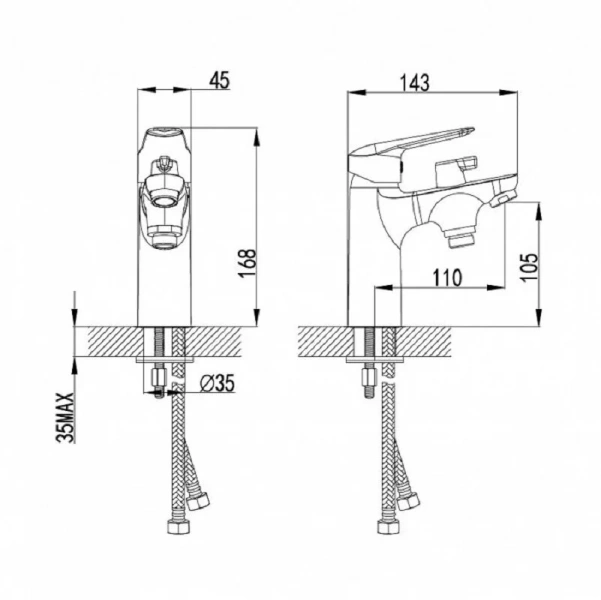 Смеситель для ванны IDDIS Torr на борт TORSB10i07 (детальная фотография), для ванны