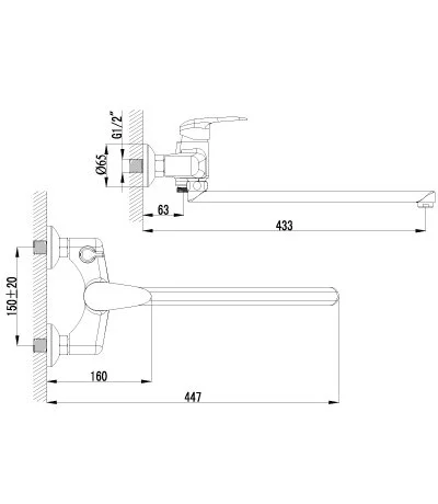 Смеситель для ванны Lemark Pramen LM3317C (детальная фотография), для ванны