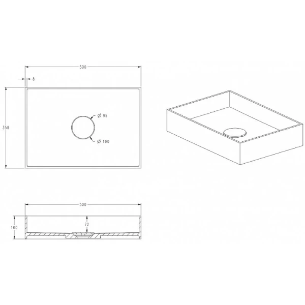 Раковина Abber Stein 50 см белая матовая AS2621 (детальная фотография), современные, hi-tech