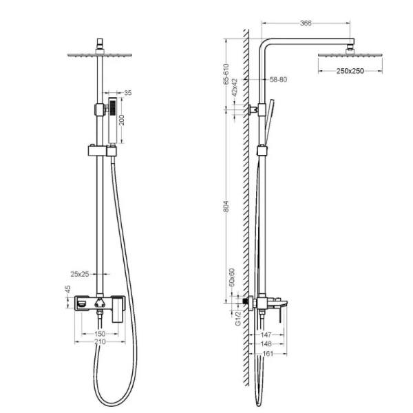 Душевая стойка Timo Selene белая матовая SX-1030/16 (детальная фотография), современные, hi-tech