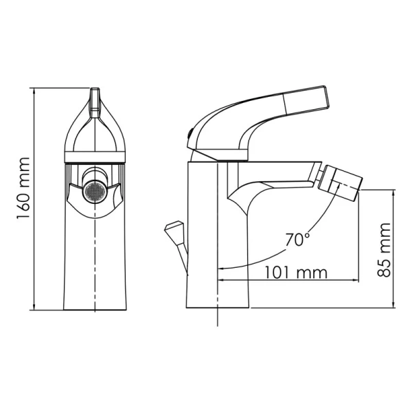 Смеситель для биде WasserKRAFT Sauer золото 7106 (детальная фотография), для биде