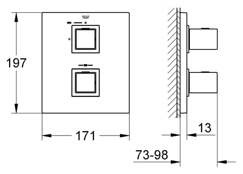 Смеситель для душа термостатический Grohe Grohtherm Cube 19959000 (детальная фотография), для душа