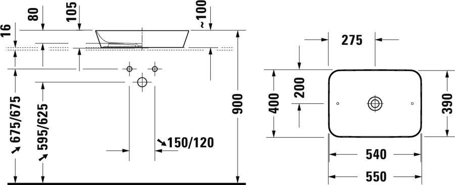 Раковина Duravit Cape Cod 55 см белая 2347550000 (детальная фотография), современные, hi-tech
