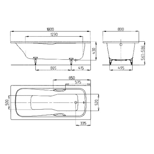 Ванна с противоскользящим покрытием полный antislip Kaldewei Ambiente 226534010001 (детальная фотография), глубокие