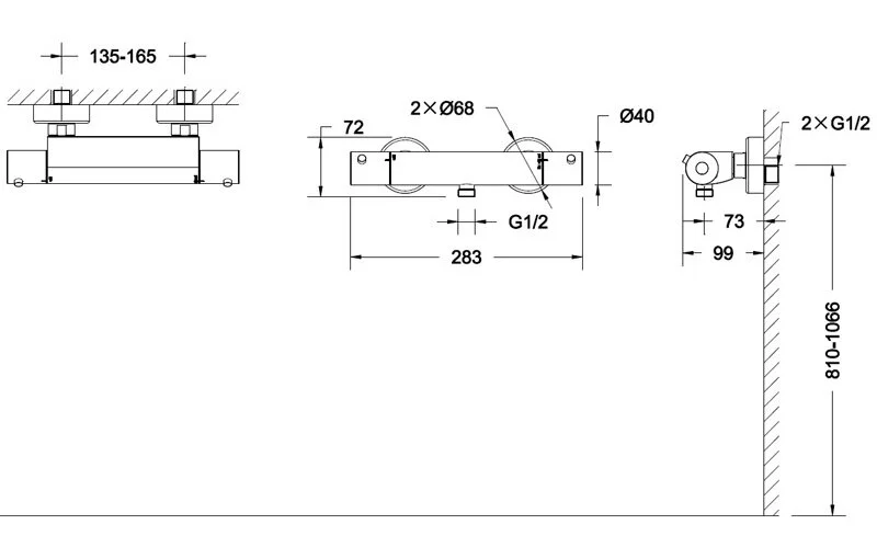Смеситель термостатический Bravat Stream F93984C-01B (детальная фотография), для душа