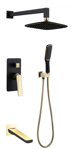 Душевой комплект Boheme Venturo черный, золото 384-B-2 (детальная фотография)