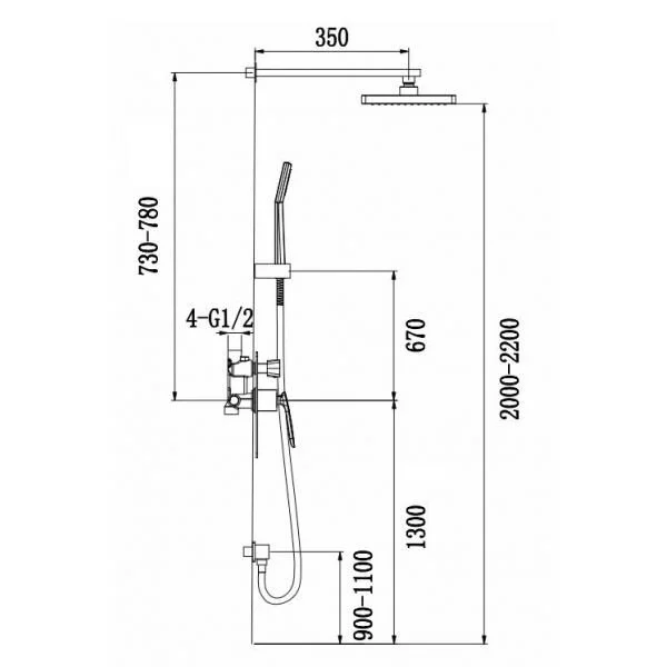 Душевой набор Timo Helmi хром-белый SX-4069/00-16SM (детальная фотография), душевые комплекты, наборы