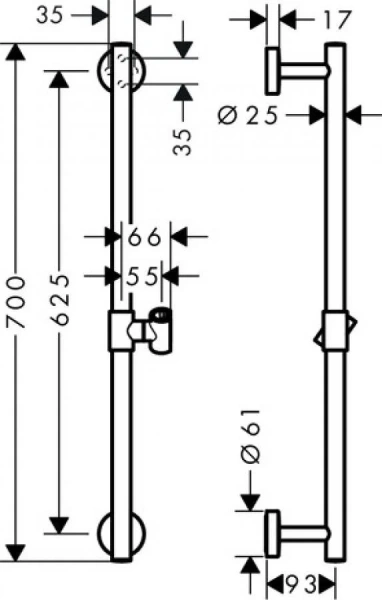Штанга для душа Hansgrohe Unica хром 26401000 (детальная фотография), штанги для душа