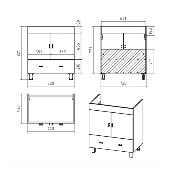 Тумба с раковиной напольная Misty Дива 75 см с одним ящиком (детальная фотография), в наличии, нет в наличии