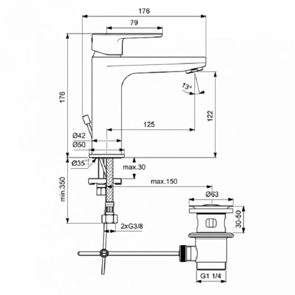 Душевой комплект Ideal Standard CERATHERM T100 хром BC985AA (детальная фотография) index_1