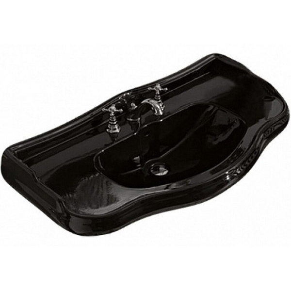 Раковина Kerasan Retro 100 см с 1 отверстием под смеситель, черный блестящий 105004 nero*1 (детальная фотография)